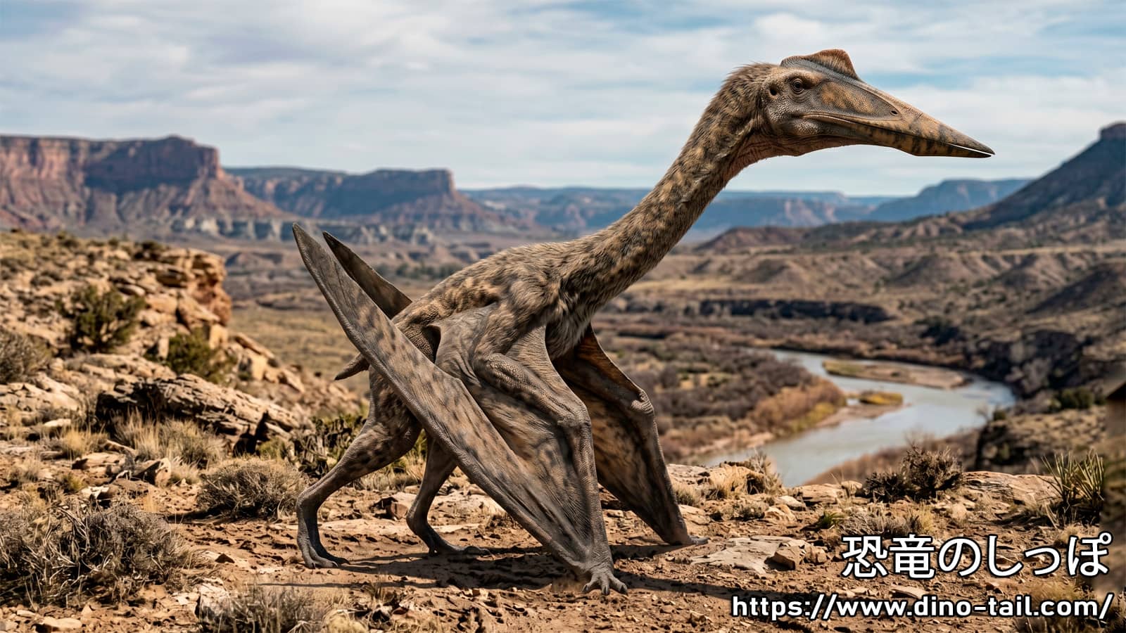 Quetzalcoatlus walking on all fours on the ground