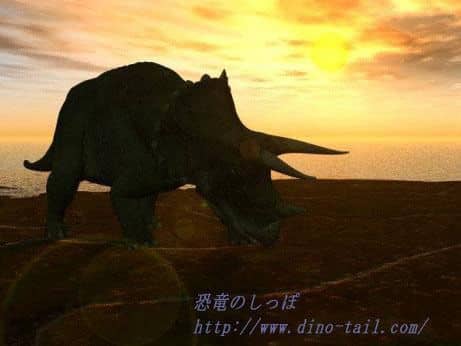 Paisaje con un Triceratops (atardecer)